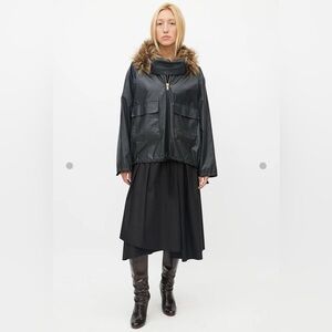 Smythe Black Fur Trim Pullover Jacket Size S